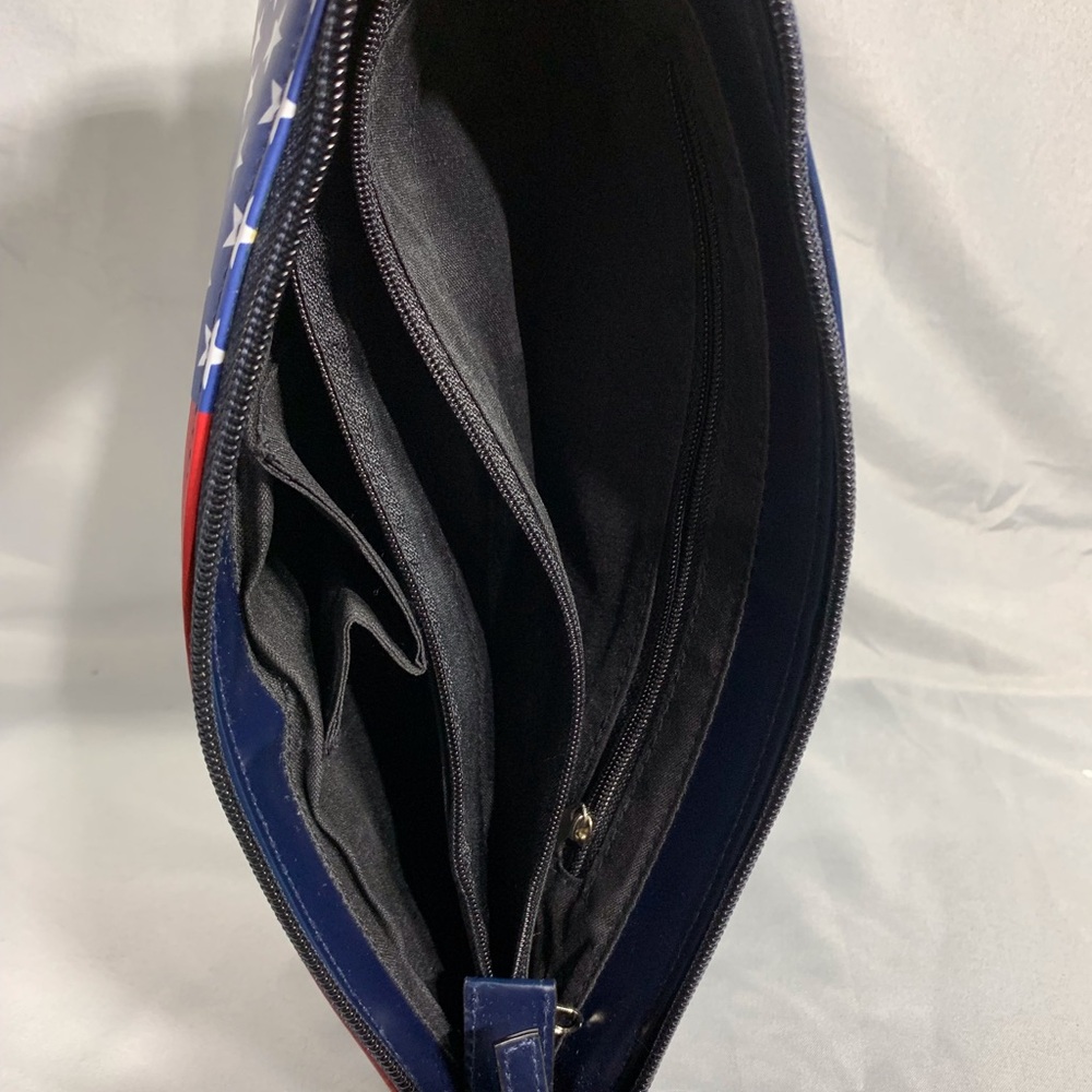 300-1-bl-A New bag purse USA Patriotic red white blue striped stars - Picture 6 of 8